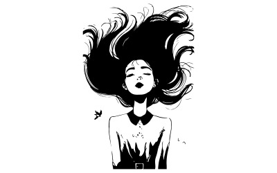 Une jeune femme avec les yeux fermés silhouette illustration vectorielle