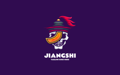 Logotipo de mascota simple de Jiangshi con forma de calavera