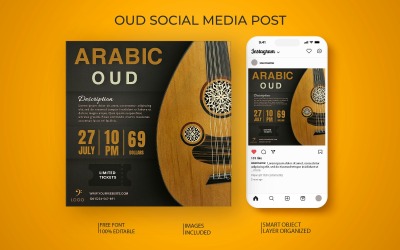 Modello di social media per concerti di Oud arabo