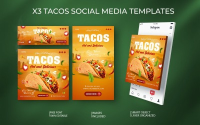 x3 Tacos-Vorlagen für soziale Medien