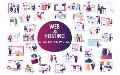 Colección de ilustraciones para proyectos digitales de alojamiento web y web