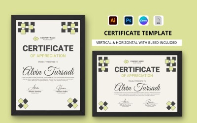 Modello di certificato di apprezzamento V5