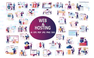 Web- und Hosting-Illustrationen-Sammlung für digitale Projekte