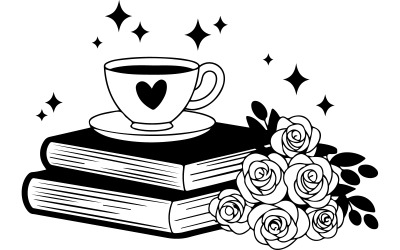 Boek silhouet kunst illustratie met witte achtergrond