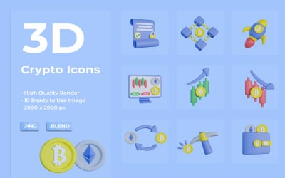 Projekt pakietu ikon 3D Crypto