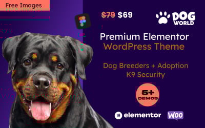 Dogworld - Hunduppfödare, K9 och adoption av WordPress Elementor-tema