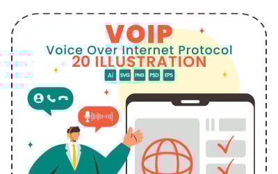 20 VOIP or Voice Over Internet Protocol Illustration