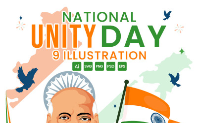 9 National Unity Day i Indien Illustration