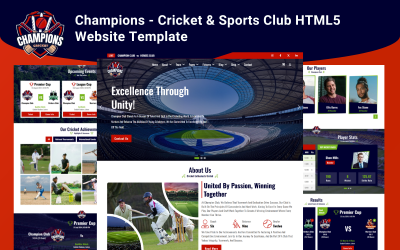 Champions - Modelo de site HTML5 para clube de críquete e esportes