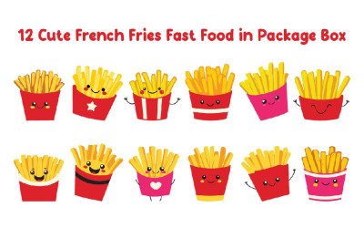 12 Cute French Fries Fast Food in Package Box
