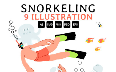 9. Ilustración de aventura de snorkel