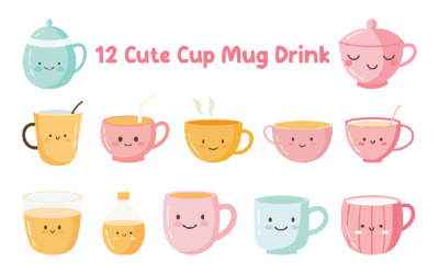 12 Cute Cup Mug Drink Character