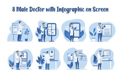 8 Male Doctor with Infographic on Screen