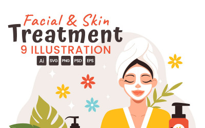 9 Illustration för ansikts- och hudbehandling