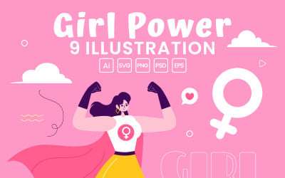 9 Ilustração vetorial de Girl Power