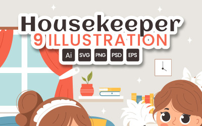 9 Ilustração profissional de empregada doméstica