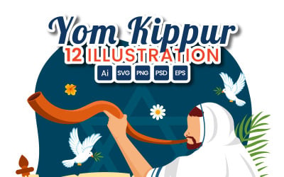 Ilustração da celebração do 12º Yom Kippur