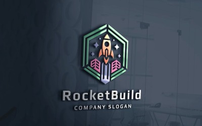 Шаблон логотипу Rocket Build Web