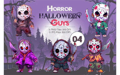 Cartoon Horror Halloween Guys 04. Nálepka na tričko