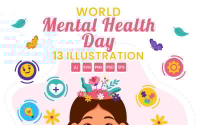 13 Światowy Dzień Zdrowia Psychicznego Ilustracja