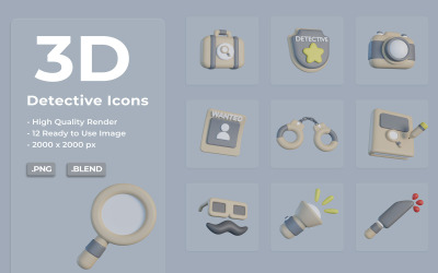 Zestaw ikon 3D Detective