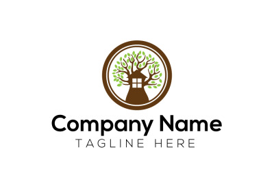 Modèle de conception de logo de cabane dans les arbres 2