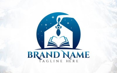 Progettazione del logo della casa del libro di lettura dell&amp;#39;istruzione mondiale