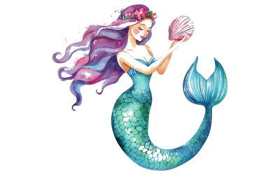 Una bellissima sirena con la coda blu