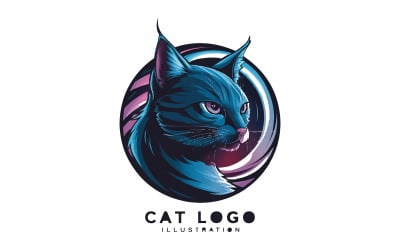 Beautiful a cat logo design, illustration