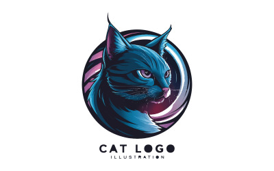 Lindo design de logotipo de gato, ilustração