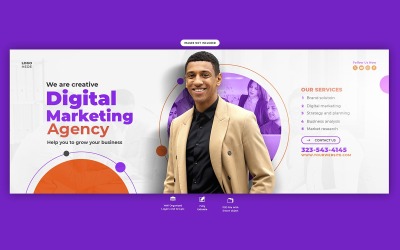 Modello di copertina per banner dell&amp;#39;agenzia di marketing digitale