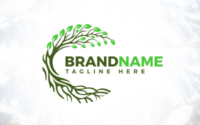 Design de logotipo de árvore de círculo de conexão criativa