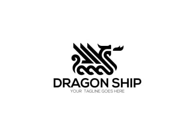 Dragon Ship Logo Design Template