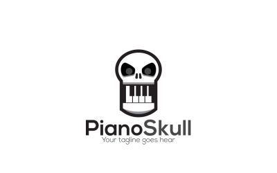 Modello di progettazione del logo del teschio del pianoforte