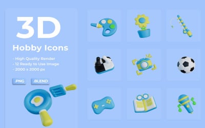 3D Hobby Icons Set Bündel