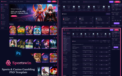 Sportswin——体育和赌场赌博 PSD 模板