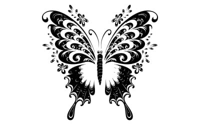 En fjäril med sina vingar spridda öppen illustration