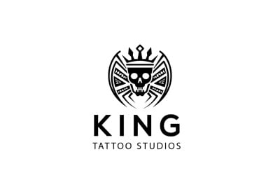 Kral Kafatası Dövme Logo Tasarım Şablonu