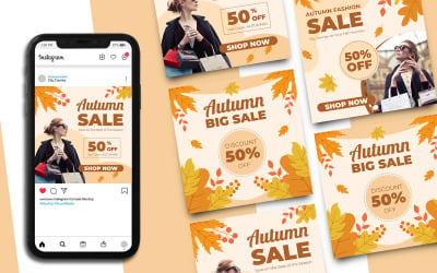 Plantilla de redes sociales para rebajas de otoño n.º 5