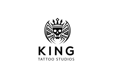 Шаблон дизайна логотипа татуировки King Skull