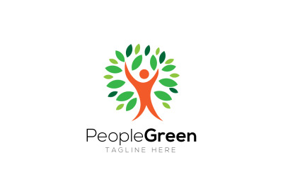 Modèle de conception de logo vert pour les personnes