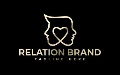 Diseño de logotipo de relación de belleza entre hombre y mujer unisex
