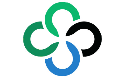 En modern logotypdesign med tre sammankopplade cirkulära former