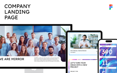 Mirror – Modello di interfaccia utente della landing page aziendale