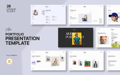 Modèle de diapositive Google pour le portfolio Aver