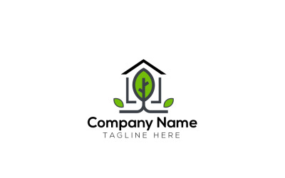 Organic Green House Logo Design Template