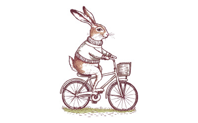 Une illustration artistique d&amp;#39;un lièvre mignon faisant du vélo