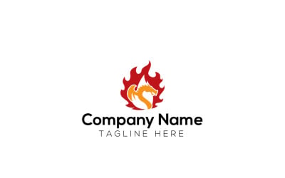 Dragon Flame Logo Design Template