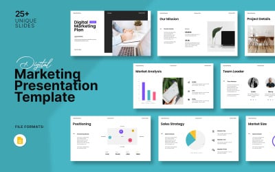 Layout de modelo de slide do Google para plano de marketing digital