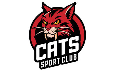 Vektorové logo sportovního klubu červená kočičí hlava